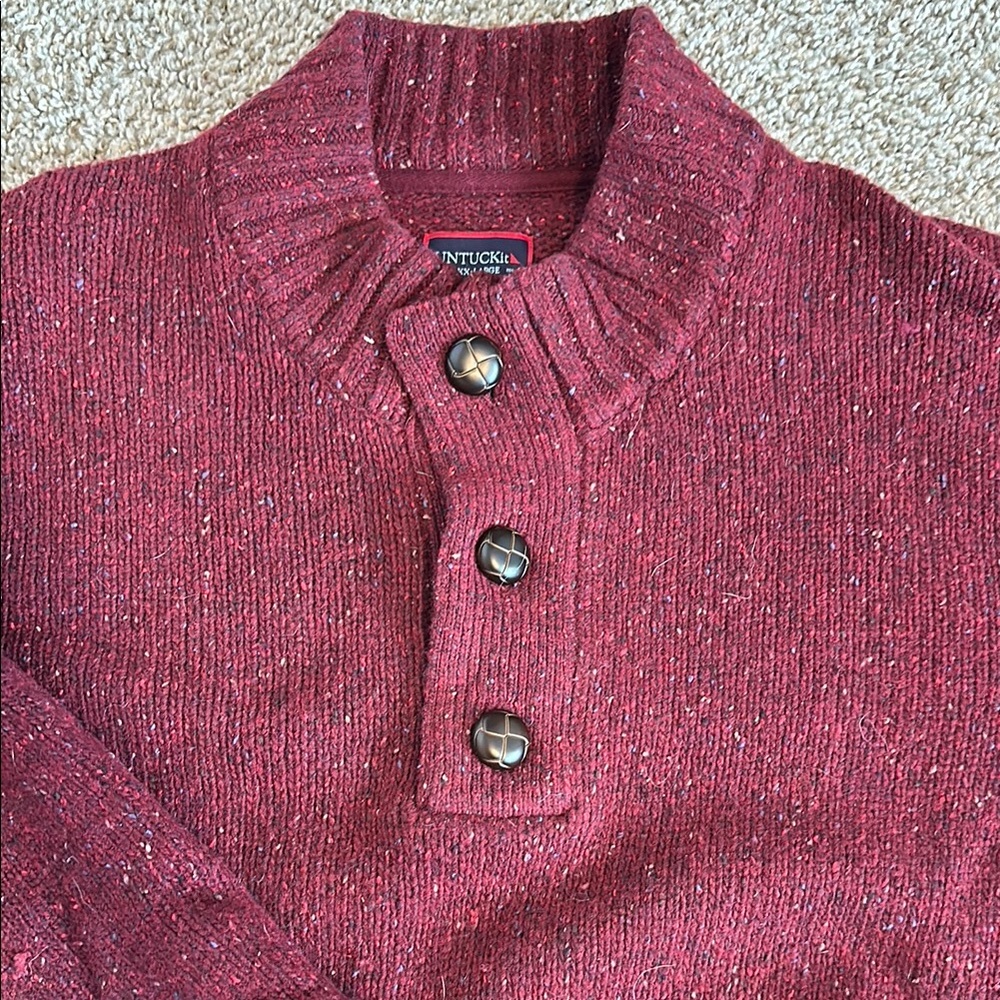 Untuckit Maroon Button-Up Sweater